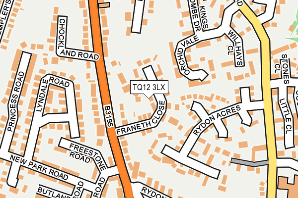 TQ12 3LX map - OS OpenMap – Local (Ordnance Survey)