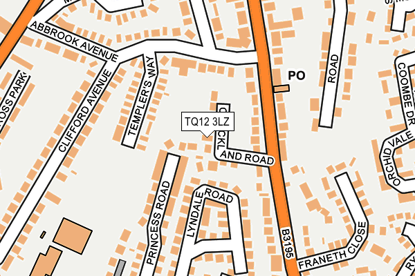 TQ12 3LZ map - OS OpenMap – Local (Ordnance Survey)