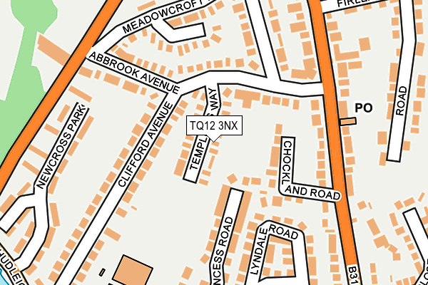TQ12 3NX map - OS OpenMap – Local (Ordnance Survey)
