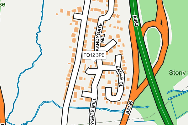 TQ12 3PE map - OS OpenMap – Local (Ordnance Survey)