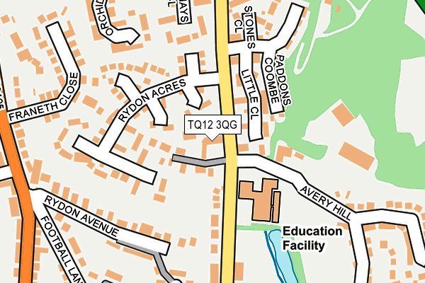 TQ12 3QG map - OS OpenMap – Local (Ordnance Survey)