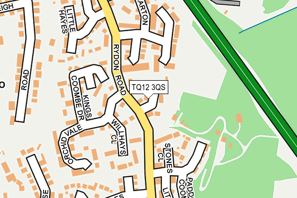 TQ12 3QS map - OS OpenMap – Local (Ordnance Survey)