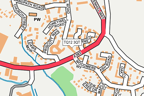 TQ12 3QT map - OS OpenMap – Local (Ordnance Survey)