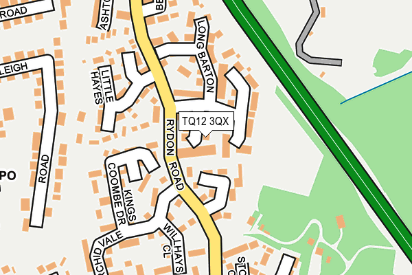 TQ12 3QX map - OS OpenMap – Local (Ordnance Survey)