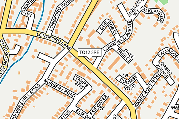 TQ12 3RE map - OS OpenMap – Local (Ordnance Survey)