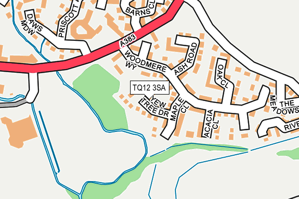 TQ12 3SA map - OS OpenMap – Local (Ordnance Survey)