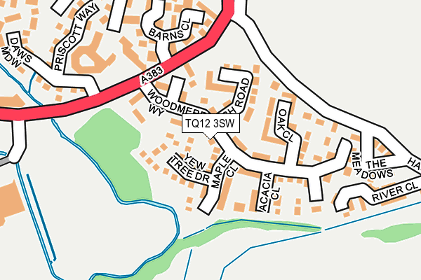 TQ12 3SW map - OS OpenMap – Local (Ordnance Survey)