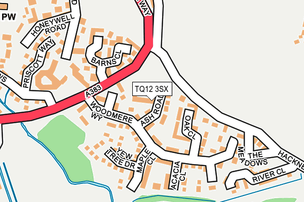 TQ12 3SX map - OS OpenMap – Local (Ordnance Survey)
