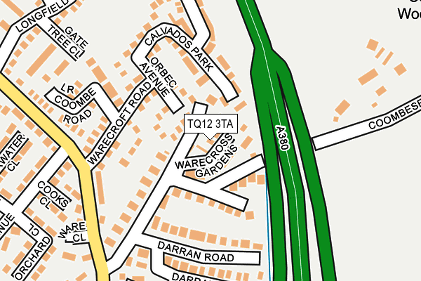 TQ12 3TA map - OS OpenMap – Local (Ordnance Survey)
