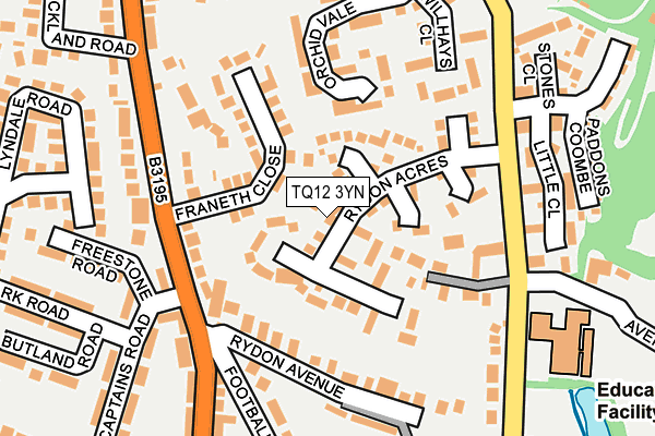 TQ12 3YN map - OS OpenMap – Local (Ordnance Survey)