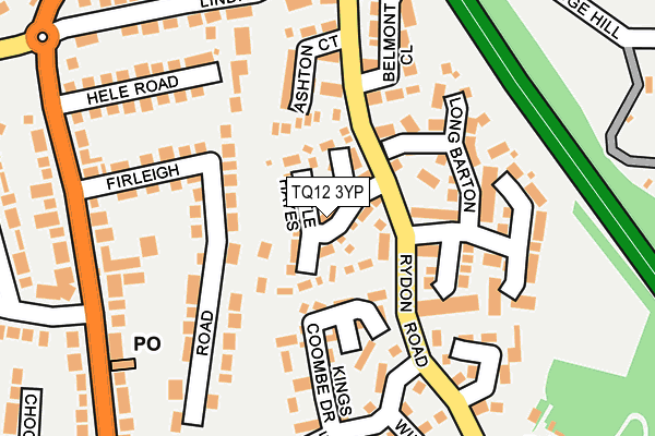 TQ12 3YP map - OS OpenMap – Local (Ordnance Survey)