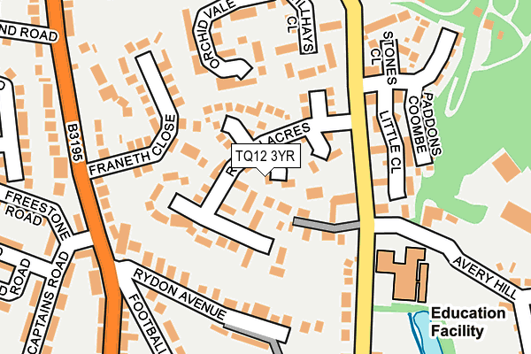 TQ12 3YR map - OS OpenMap – Local (Ordnance Survey)