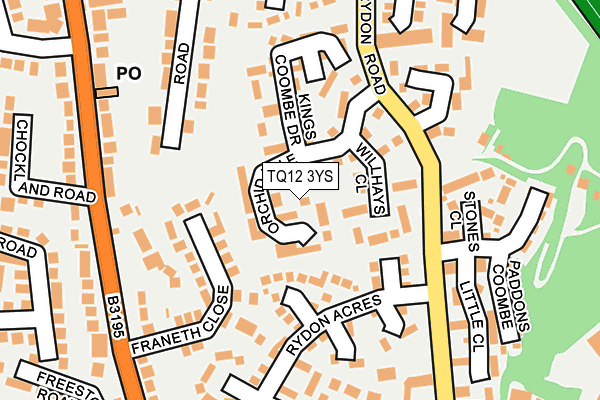 TQ12 3YS map - OS OpenMap – Local (Ordnance Survey)