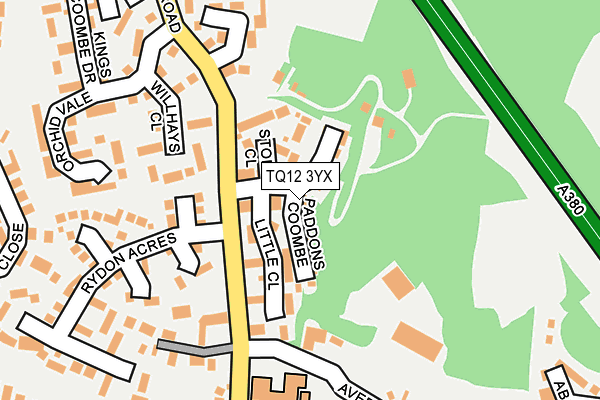 TQ12 3YX map - OS OpenMap – Local (Ordnance Survey)