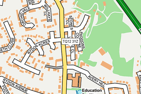 TQ12 3YZ map - OS OpenMap – Local (Ordnance Survey)