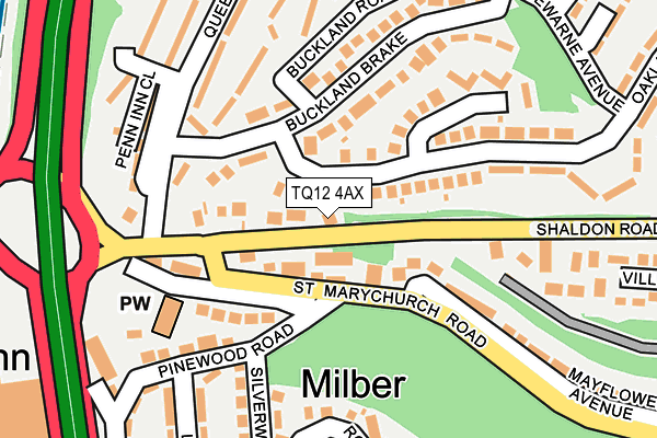 TQ12 4AX map - OS OpenMap – Local (Ordnance Survey)