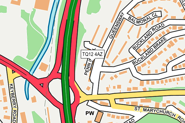 TQ12 4AZ map - OS OpenMap – Local (Ordnance Survey)