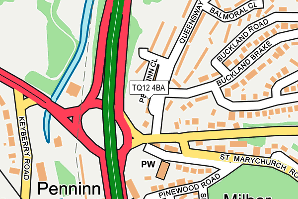 TQ12 4BA map - OS OpenMap – Local (Ordnance Survey)