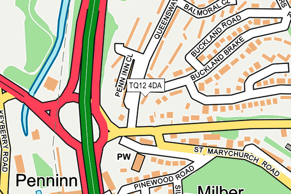 TQ12 4DA map - OS OpenMap – Local (Ordnance Survey)