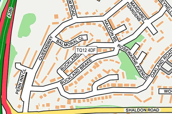 TQ12 4DF map - OS OpenMap – Local (Ordnance Survey)