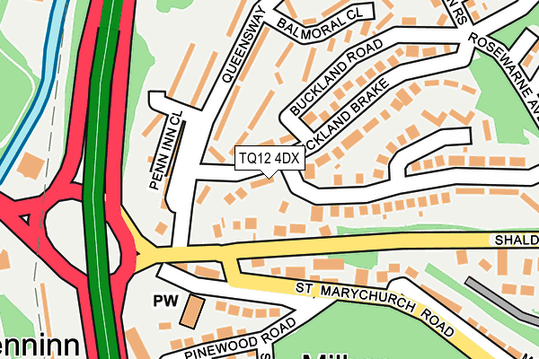 TQ12 4DX map - OS OpenMap – Local (Ordnance Survey)