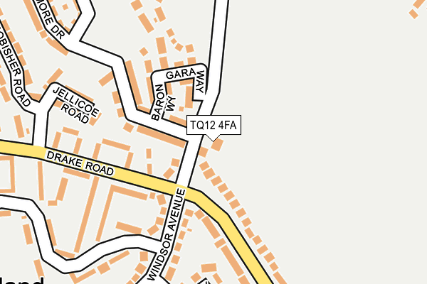 TQ12 4FA map - OS OpenMap – Local (Ordnance Survey)