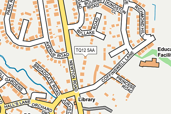 TQ12 5AA map - OS OpenMap – Local (Ordnance Survey)