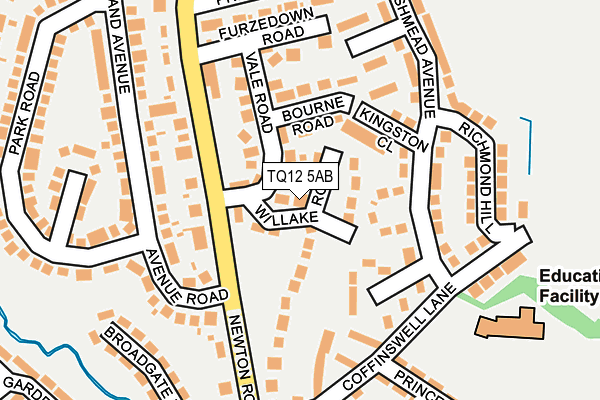 TQ12 5AB map - OS OpenMap – Local (Ordnance Survey)
