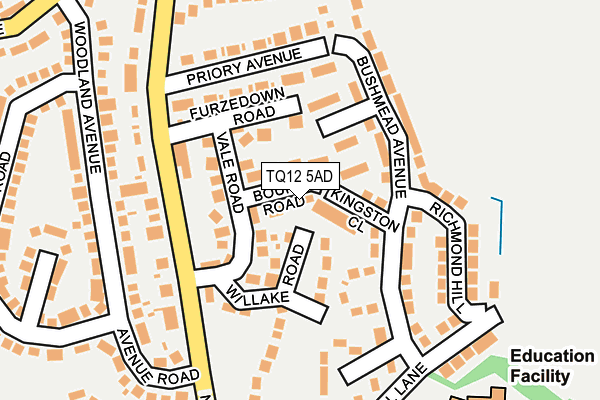TQ12 5AD map - OS OpenMap – Local (Ordnance Survey)