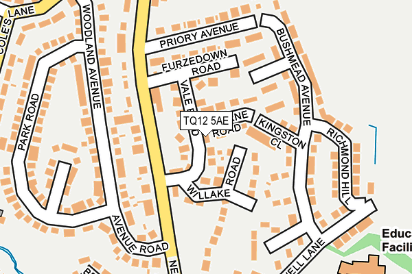 TQ12 5AE map - OS OpenMap – Local (Ordnance Survey)