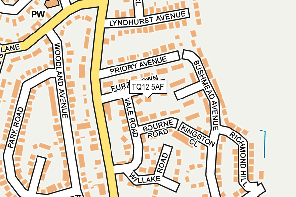 TQ12 5AF map - OS OpenMap – Local (Ordnance Survey)