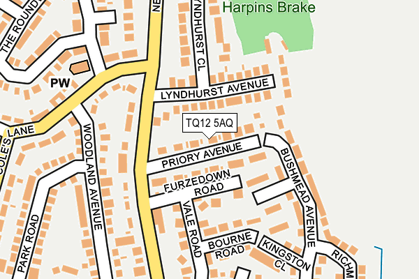TQ12 5AQ map - OS OpenMap – Local (Ordnance Survey)