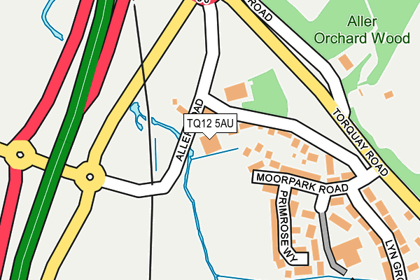 TQ12 5AU map - OS OpenMap – Local (Ordnance Survey)