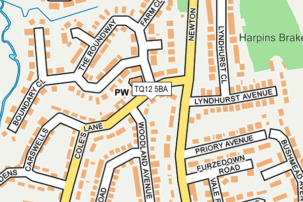 TQ12 5BA map - OS OpenMap – Local (Ordnance Survey)