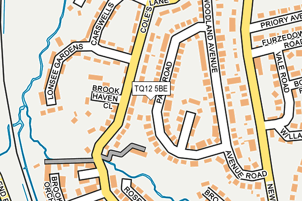 TQ12 5BE map - OS OpenMap – Local (Ordnance Survey)