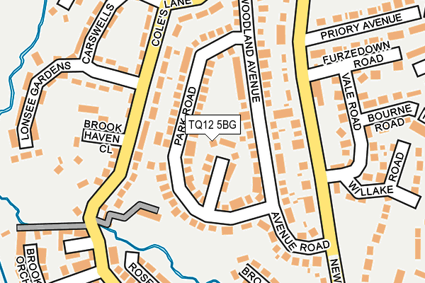 TQ12 5BG map - OS OpenMap – Local (Ordnance Survey)