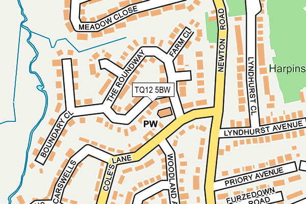 TQ12 5BW map - OS OpenMap – Local (Ordnance Survey)