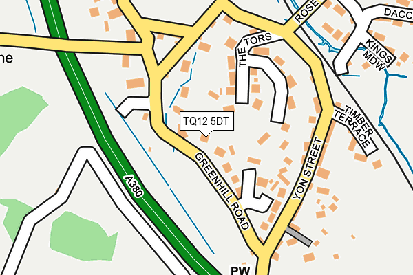 TQ12 5DT map - OS OpenMap – Local (Ordnance Survey)