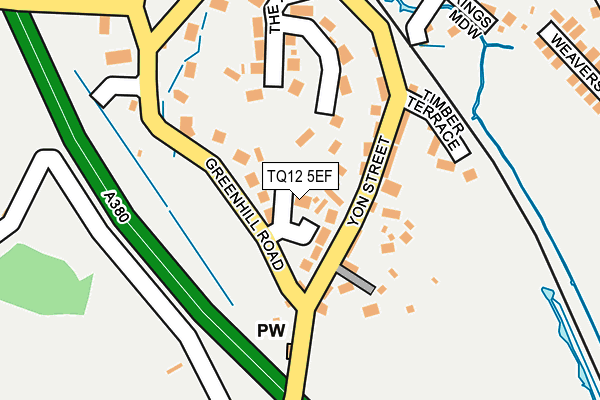 TQ12 5EF map - OS OpenMap – Local (Ordnance Survey)