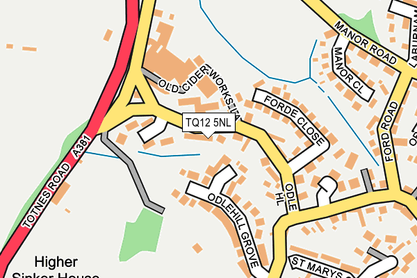 TQ12 5NL map - OS OpenMap – Local (Ordnance Survey)