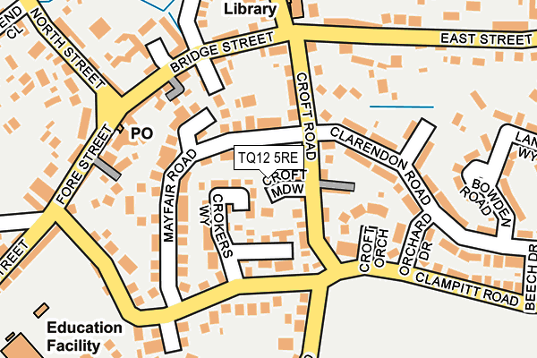 TQ12 5RE map - OS OpenMap – Local (Ordnance Survey)