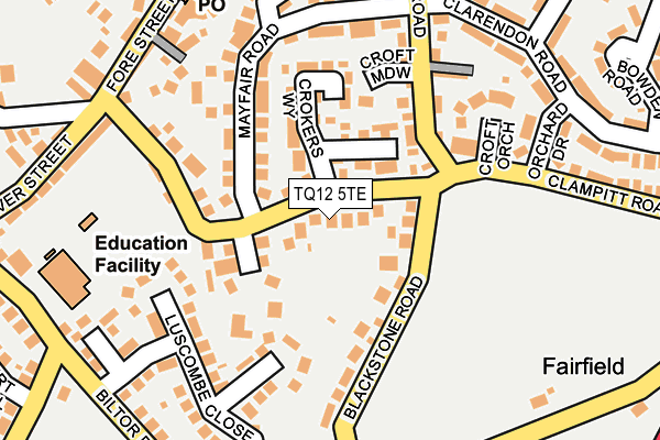 TQ12 5TE map - OS OpenMap – Local (Ordnance Survey)