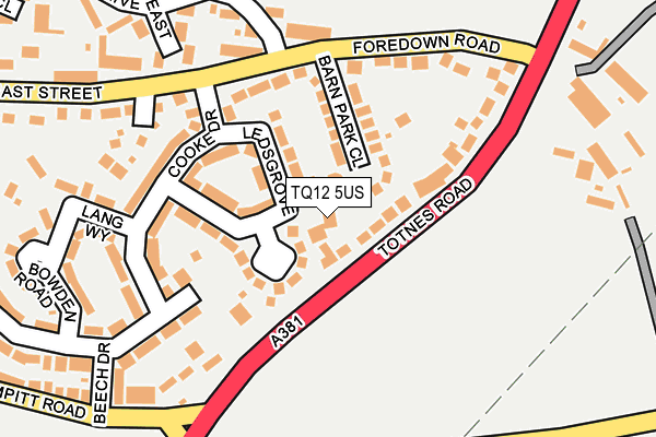 TQ12 5US map - OS OpenMap – Local (Ordnance Survey)