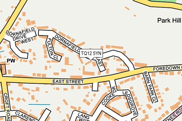 TQ12 5YN map - OS OpenMap – Local (Ordnance Survey)