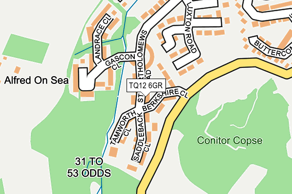 TQ12 6GR map - OS OpenMap – Local (Ordnance Survey)