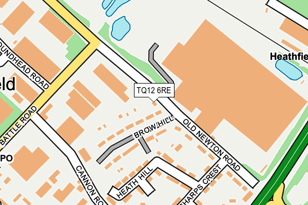 TQ12 6RE map - OS OpenMap – Local (Ordnance Survey)