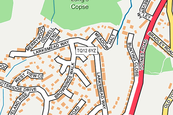 TQ12 6YZ map - OS OpenMap – Local (Ordnance Survey)
