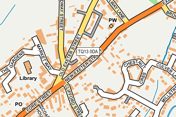TQ13 0DA map - OS OpenMap – Local (Ordnance Survey)