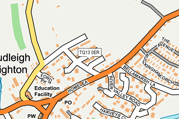 TQ13 0ER map - OS OpenMap – Local (Ordnance Survey)