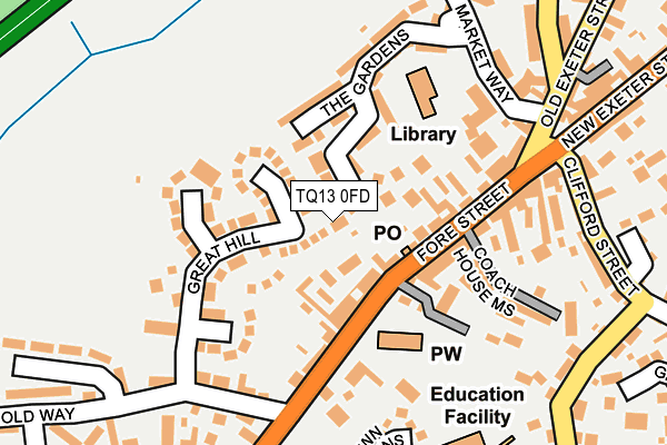 TQ13 0FD map - OS OpenMap – Local (Ordnance Survey)